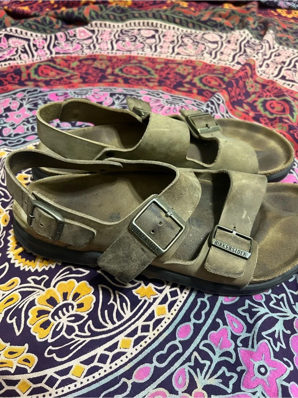 Birkenstock Milano crosstown Rugged Leather Sandals Khaki size 44